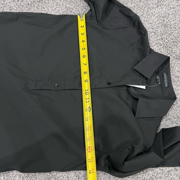 NWT Theory Black Half Button Shirt Dress Short Black Cotton Blend $295 Size US 0 - Picture 5 of 8